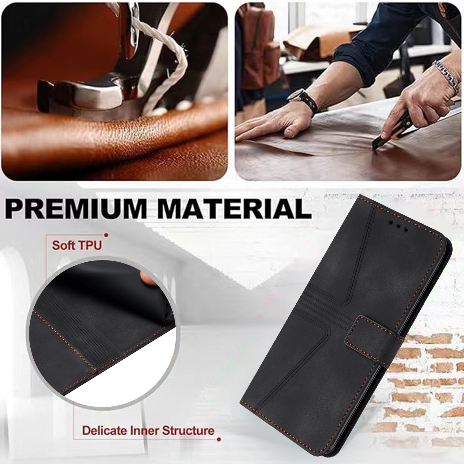 For Xiaomi Redmi Note 13 Pro 4G / Poco M6 Pro 4G Leather Flip Phone Cover Triangle Imprinted Anti-drop Stand Case For Xiaomi Redmi Note 13 Pro 4G / Poco M6 Pro 4G Leather Flip Phone Cover Triangle Imprinted Anti-drop Stand Case